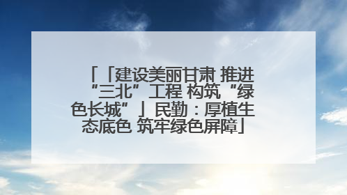 「建设美丽甘肃 推进“三北”工程 构筑“绿色长城”」民勤：厚植生态底色 筑牢绿色屏障