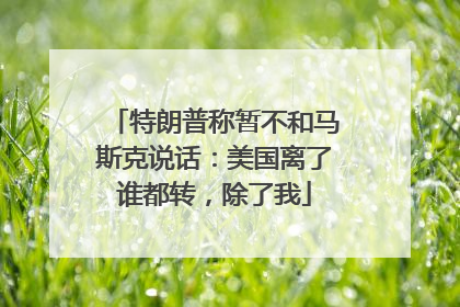 特朗普称暂不和马斯克说话：美国离了谁都转，除了我