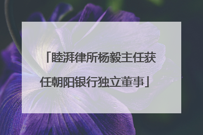 睦湃律所杨毅主任获任朝阳银行独立董事