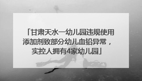 甘肃天水一幼儿园违规使用添加剂致部分幼儿血铅异常，实控人拥有4家幼儿园