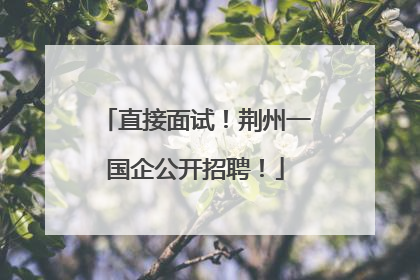 直接面试！荆州一国企公开招聘！