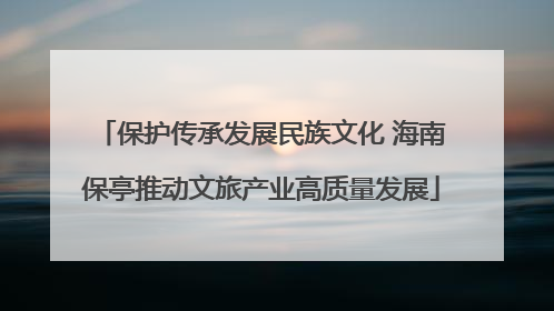 保护传承发展民族文化 海南保亭推动文旅产业高质量发展
