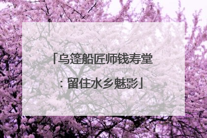 乌篷船匠师钱寿堂：留住水乡魅影