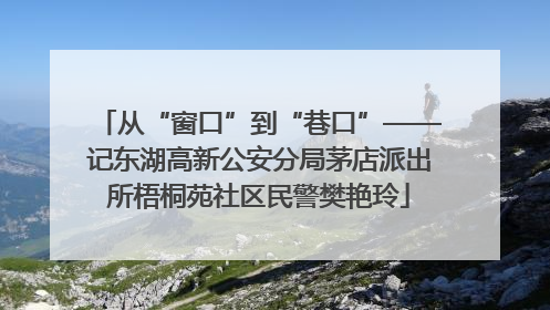 从“窗口”到“巷口”——记东湖高新公安分局茅店派出所梧桐苑社区民警樊艳玲