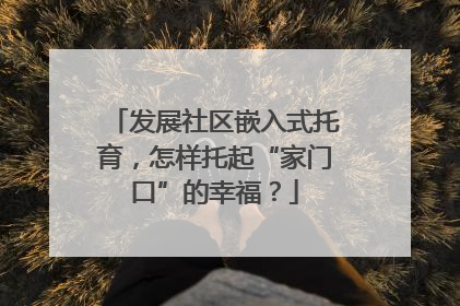 发展社区嵌入式托育，怎样托起“家门口”的幸福？