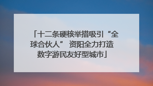 十二条硬核举措吸引“全球合伙人” 资阳全力打造数字游民友好型城市
