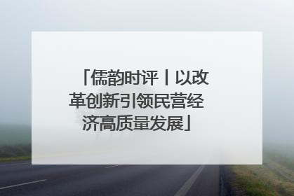 儒韵时评丨以改革创新引领民营经济高质量发展