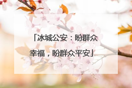 冰城公安：盼群众幸福，盼群众平安
