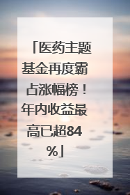 医药主题基金再度霸占涨幅榜！年内收益最高已超84%