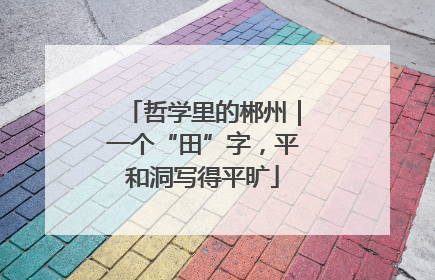 哲学里的郴州｜一个“田”字，平和洞写得平旷