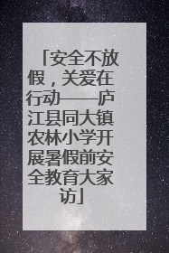 安全不放假，关爱在行动——庐江县同大镇农林小学开展暑假前安全教育大家访