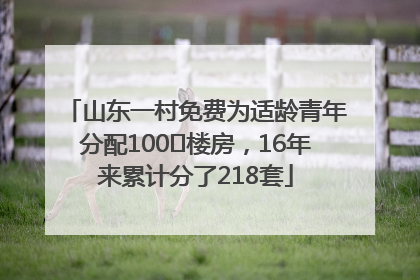 山东一村免费为适龄青年分配100㎡楼房，16年来累计分了218套