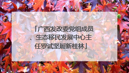 广西发改委党组成员、生态移民发展中心主任罗试坚履新桂林
