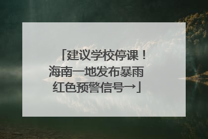 建议学校停课！海南一地发布暴雨红色预警信号→