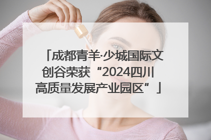 成都青羊·少城国际文创谷荣获“2024四川高质量发展产业园区”