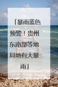 暴雨蓝色预警！贵州东南部等地局地有大暴雨
