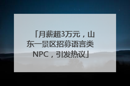 月薪超3万元，山东一景区招募语言类NPC，引发热议