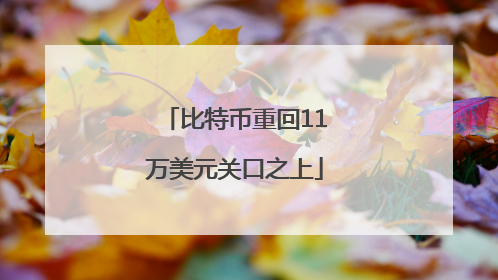 比特币重回11万美元关口之上