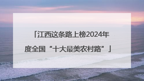 江西这条路上榜2024年度全国“十大最美农村路”