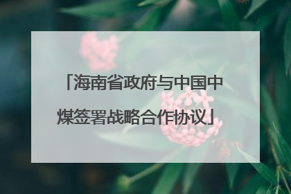 海南省政府与中国中煤签署战略合作协议