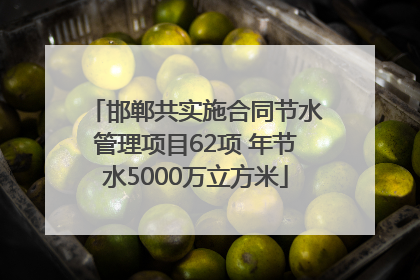 邯郸共实施合同节水管理项目62项 年节水5000万立方米
