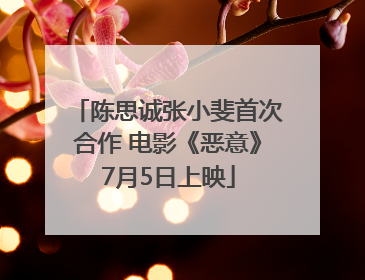 陈思诚张小斐首次合作 电影《恶意》7月5日上映