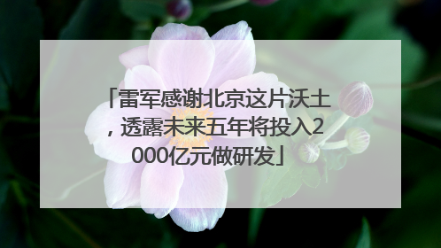 雷军感谢北京这片沃土，透露未来五年将投入2000亿元做研发
