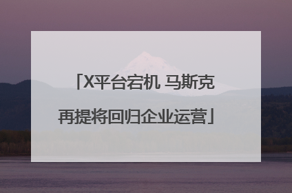 X平台宕机 马斯克再提将回归企业运营